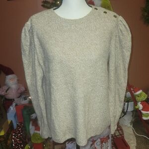 Anne Klein Beige Sweater with Button Detail